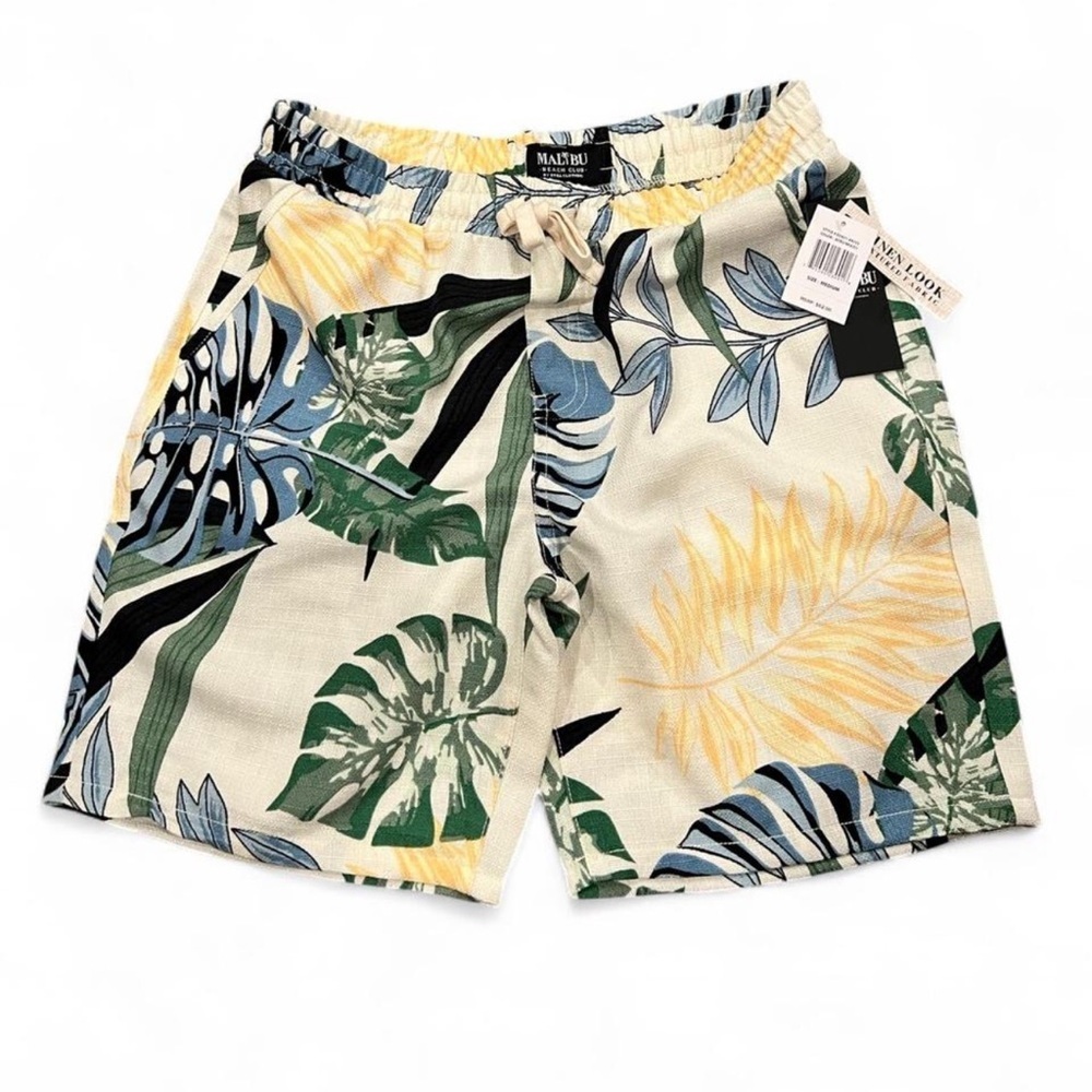 Malibu Beach Club By Drill Clothing Linen Shorts - Green,Yellow, Blue Nwt Size M